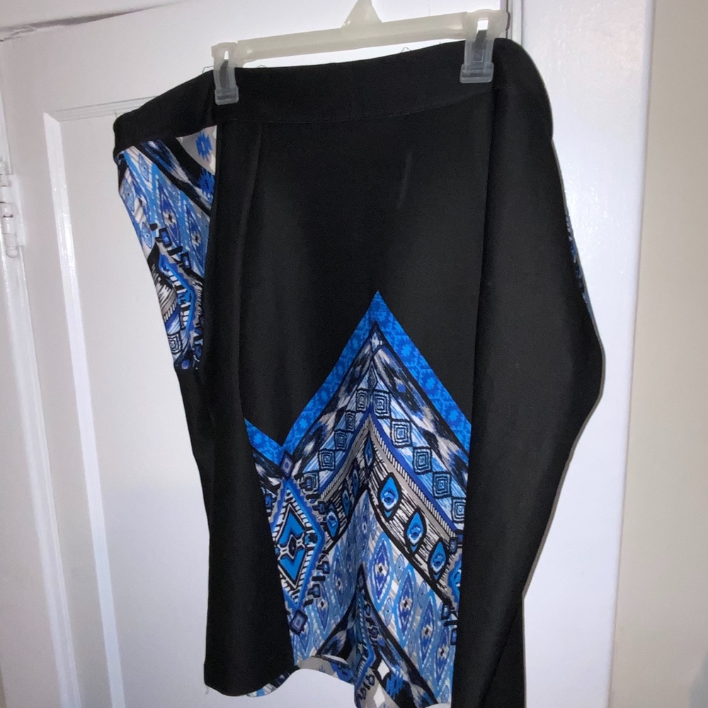Blue and black printed skirt- ashley stewart